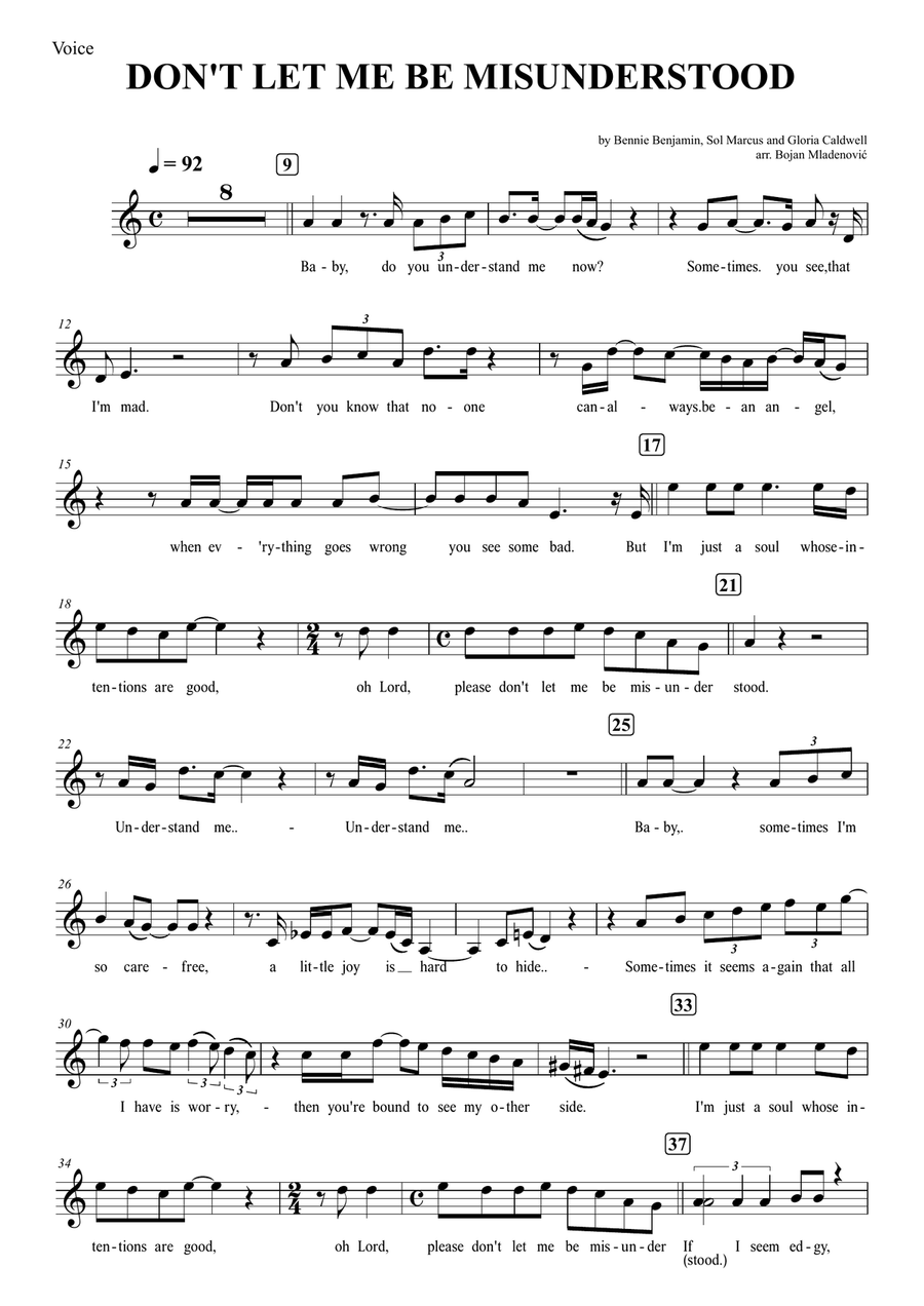 Don't Let Me Be Misunderstood Piano scores gallery preview page 1