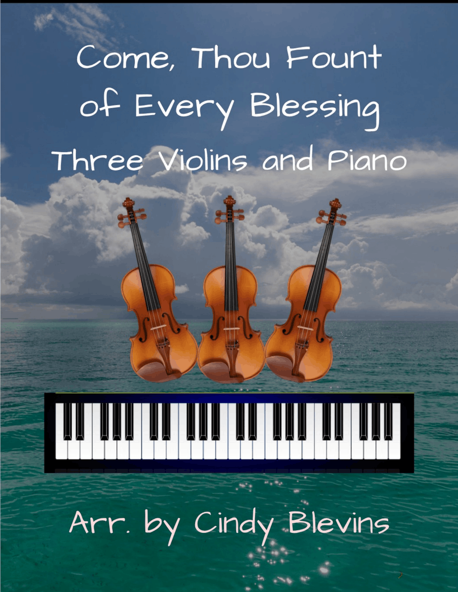 Come, Thou Fount of Every Blessing, for Three Violins and Piano Small Ensemble scores gallery preview page 1