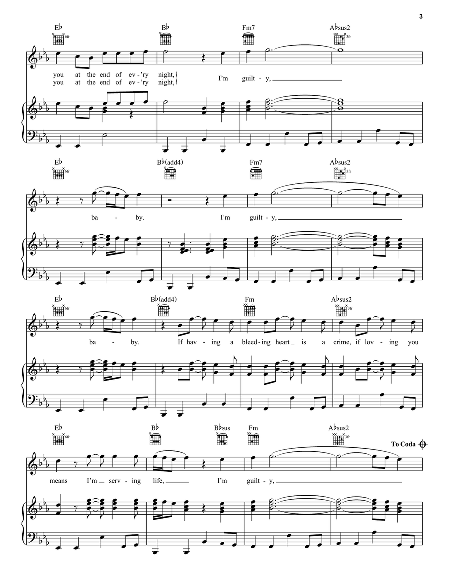 Guilty Guilty Piano, Vocal, Guitar scores gallery preview page 3