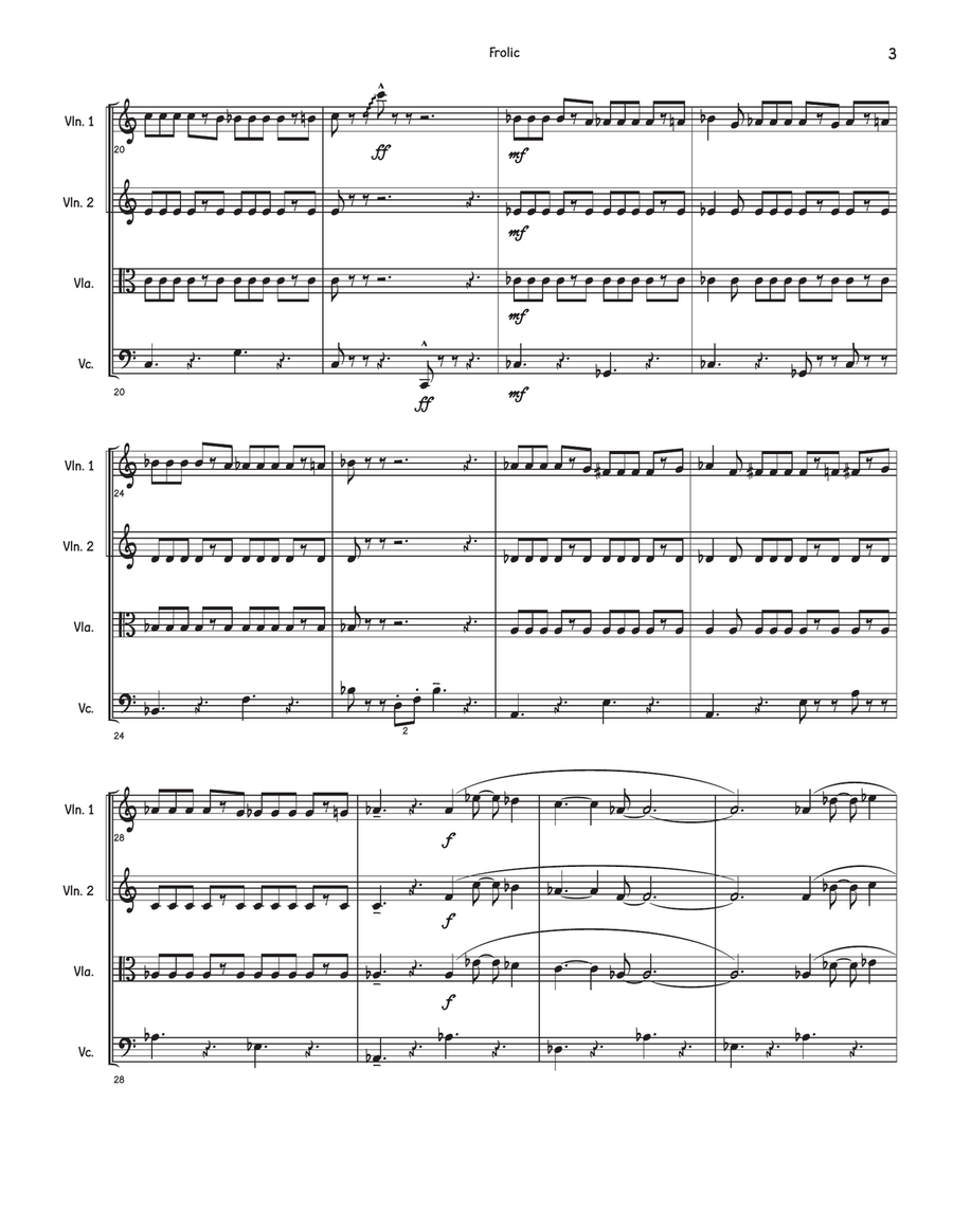 Frolic (Theme From Curb Your Enthusiasm) String Quartet scores gallery preview page 3