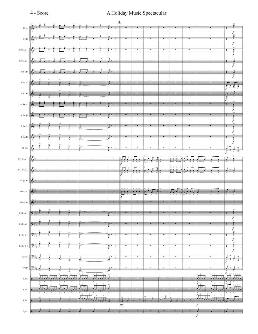 Medley: Jingle Bells with God Rest Ye Merry, Gentlemen and Adeste Fideles Marching Band scores gallery preview page 4