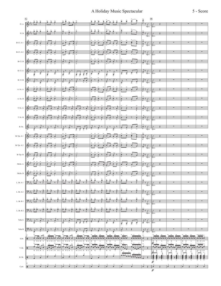 Medley: Jingle Bells with God Rest Ye Merry, Gentlemen and Adeste Fideles Marching Band scores gallery preview page 5