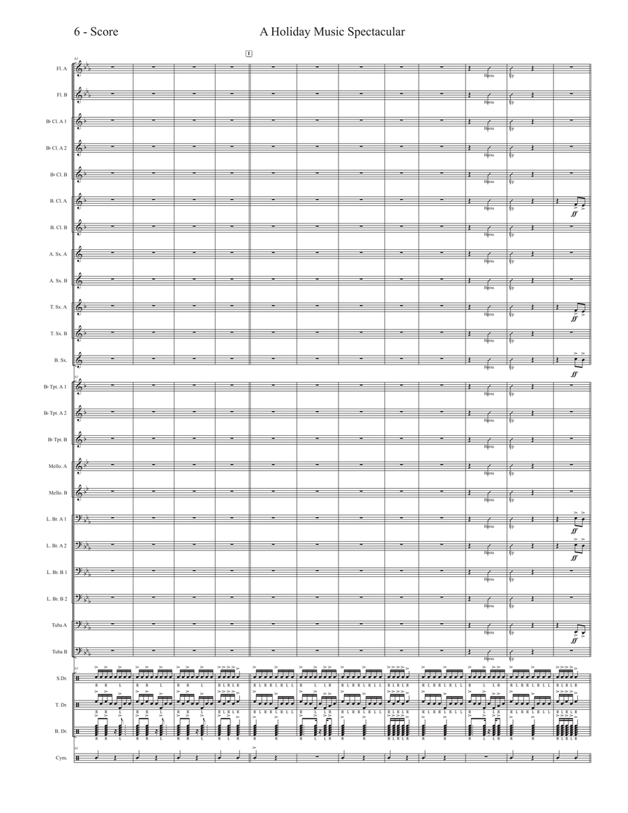 Medley: Jingle Bells with God Rest Ye Merry, Gentlemen and Adeste Fideles Marching Band scores gallery preview page 6