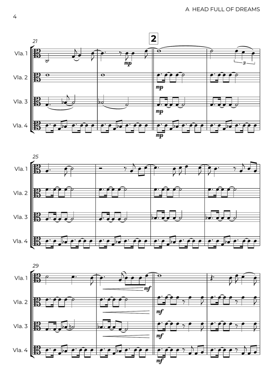 A Head Full Of Dreams A Head Full Of Dreams String Quartet scores gallery preview page 4
