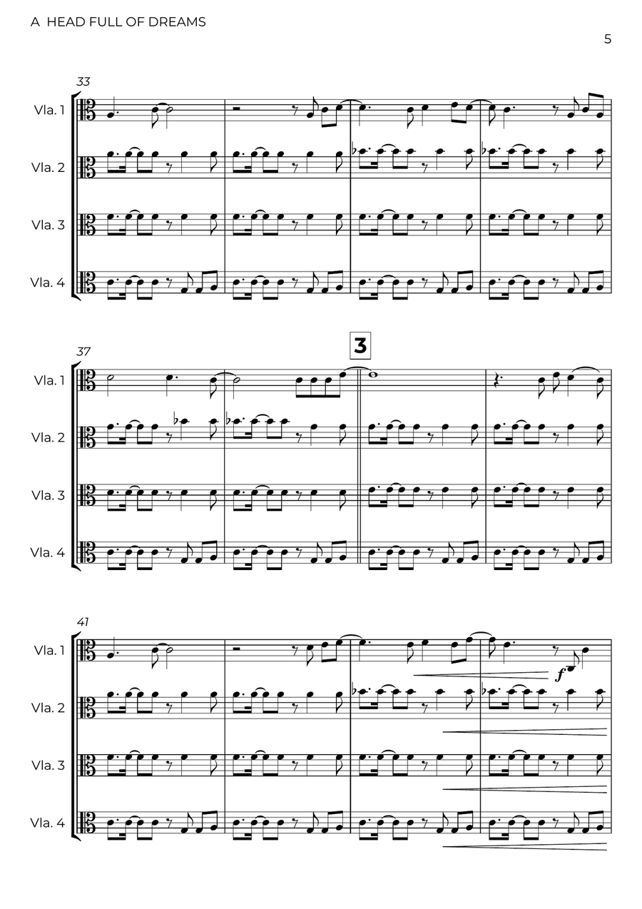 A Head Full Of Dreams A Head Full Of Dreams String Quartet scores gallery preview page 5