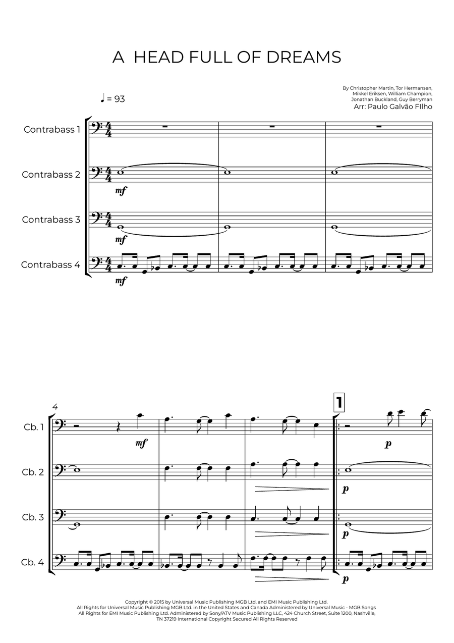 A Head Full Of Dreams A Head Full Of Dreams String Quartet scores gallery preview page 2