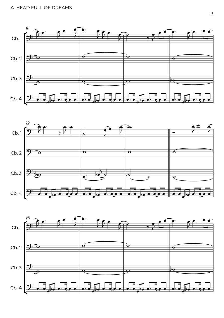 A Head Full Of Dreams A Head Full Of Dreams String Quartet scores gallery preview page 3