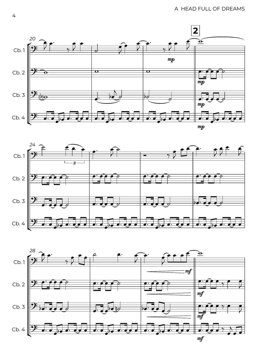 A Head Full Of Dreams A Head Full Of Dreams String Quartet scores gallery preview page 4
