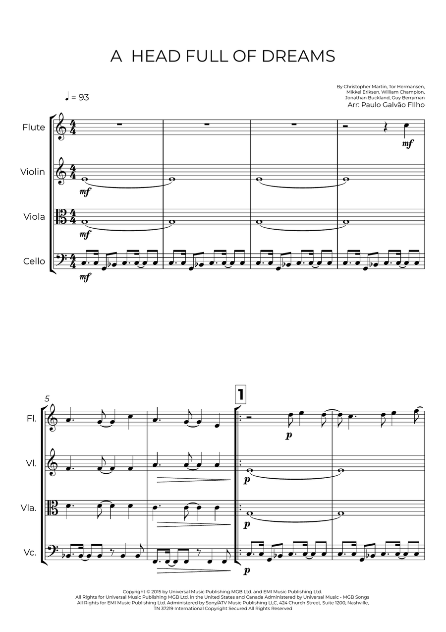A Head Full Of Dreams Small Ensemble scores gallery preview page 2