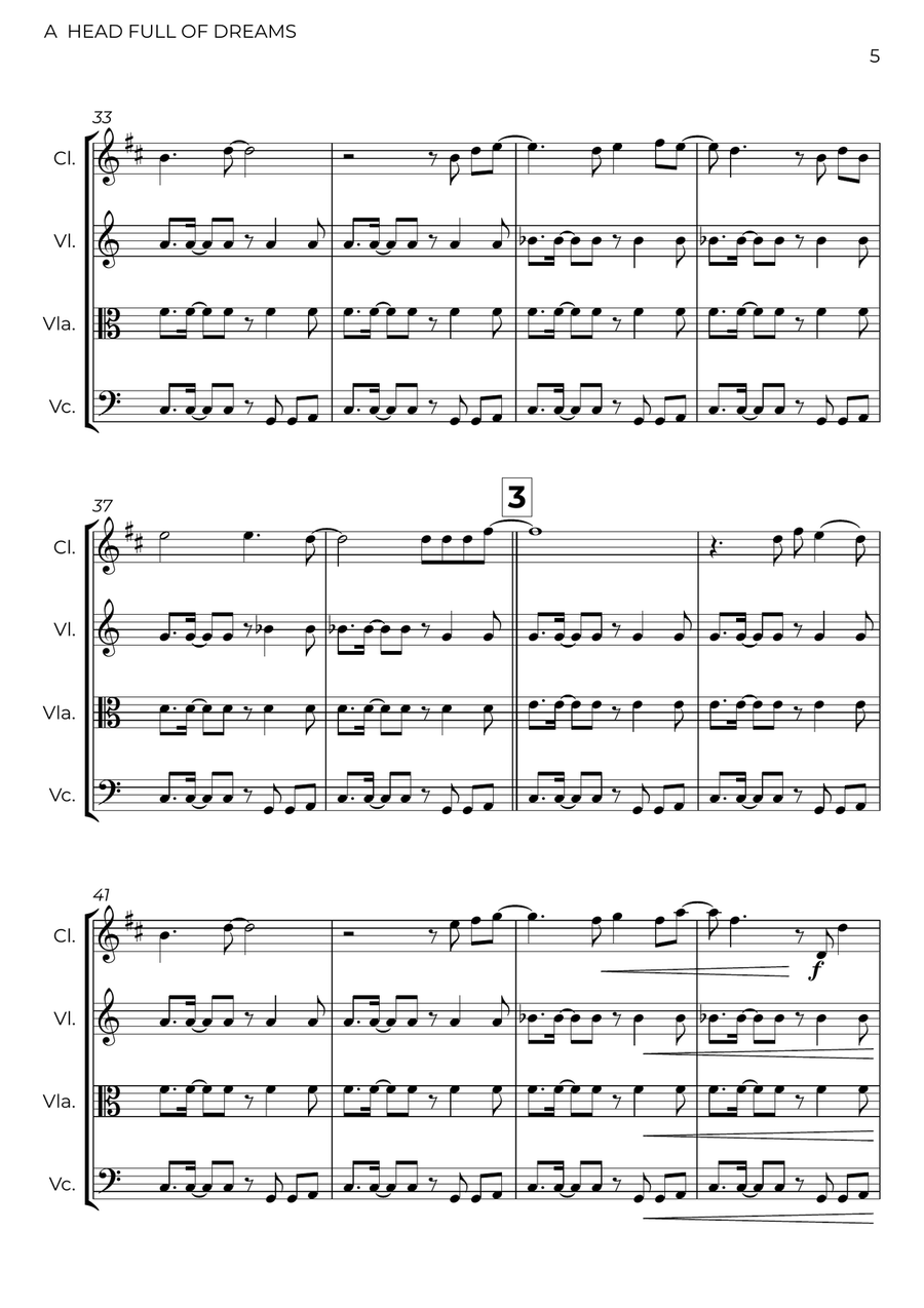 A Head Full Of Dreams A Head Full Of Dreams Small Ensemble scores gallery preview page 5