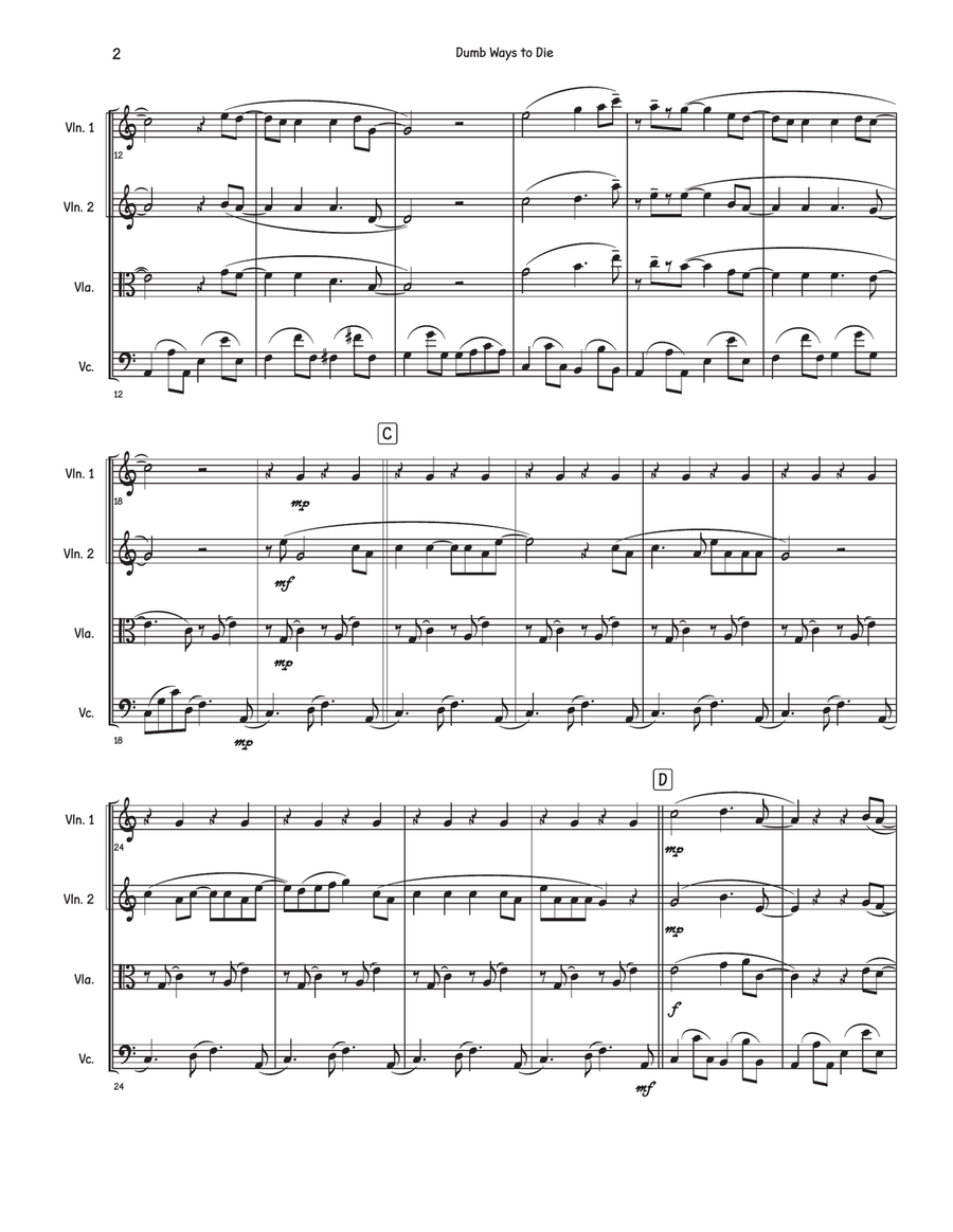 Dumb Ways To Die Dumb Ways To Die String Quartet scores gallery preview page 2