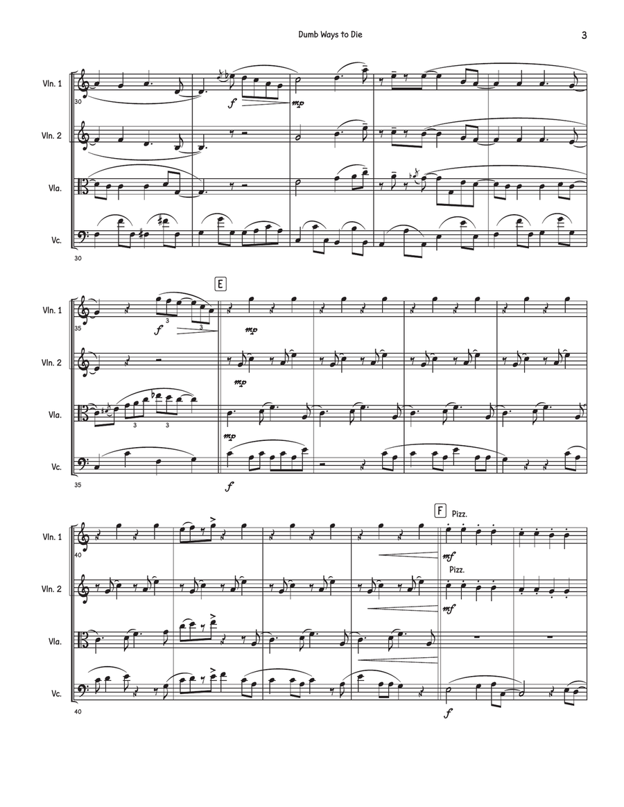 Dumb Ways To Die Dumb Ways To Die String Quartet scores gallery preview page 3