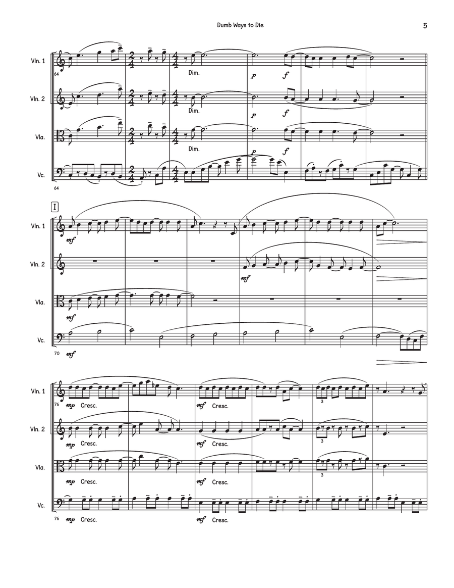 Dumb Ways To Die Dumb Ways To Die String Quartet scores gallery preview page 5