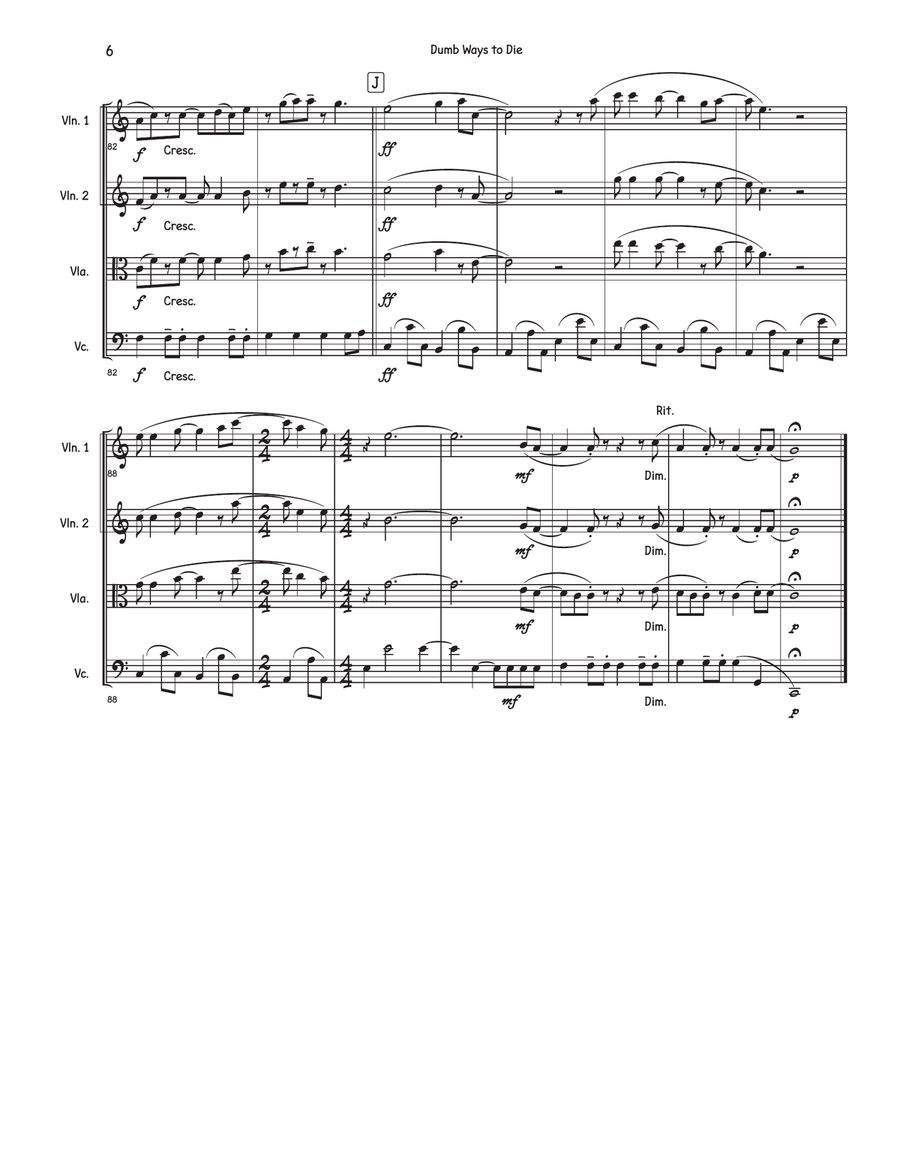 Dumb Ways To Die Dumb Ways To Die String Quartet scores gallery preview page 6