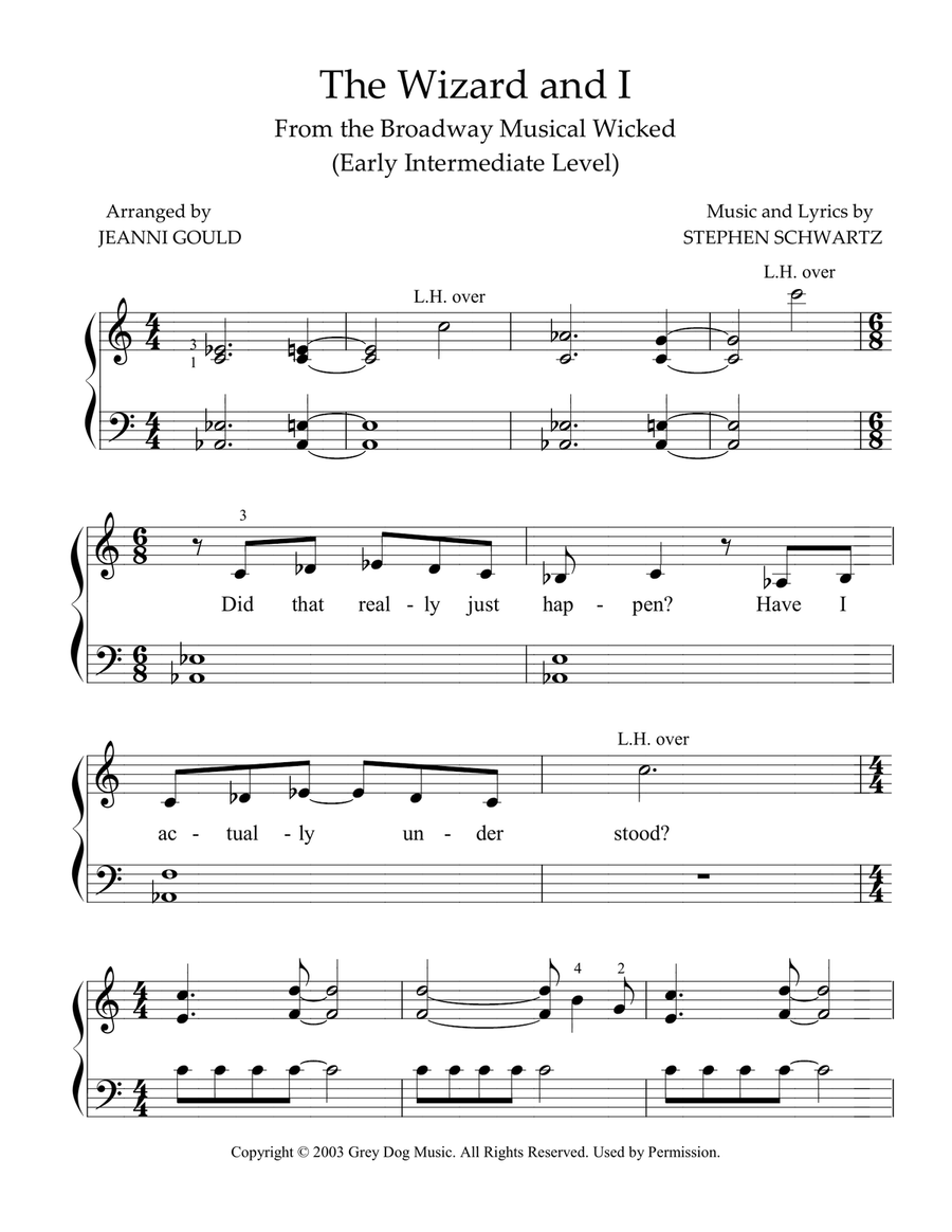 The Wizard And I Piano, Vocal scores gallery preview page 2