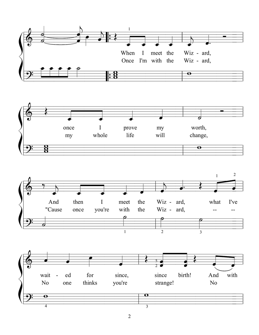 The Wizard And I Piano, Vocal scores gallery preview page 3