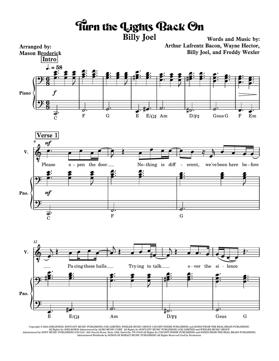 Turn The Lights Back On Turn The Lights Back On Piano, Vocal scores gallery preview page 1