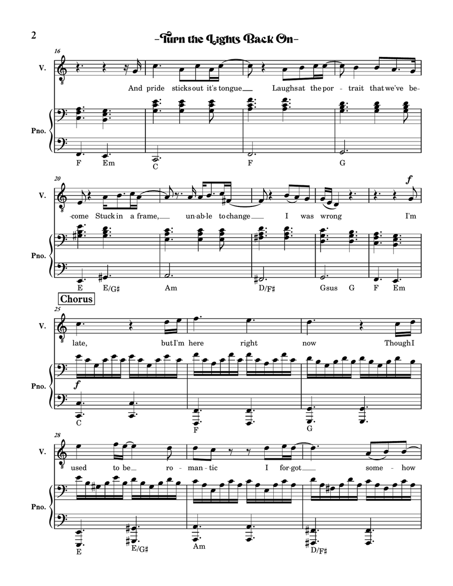 Turn The Lights Back On Turn The Lights Back On Piano, Vocal scores gallery preview page 2