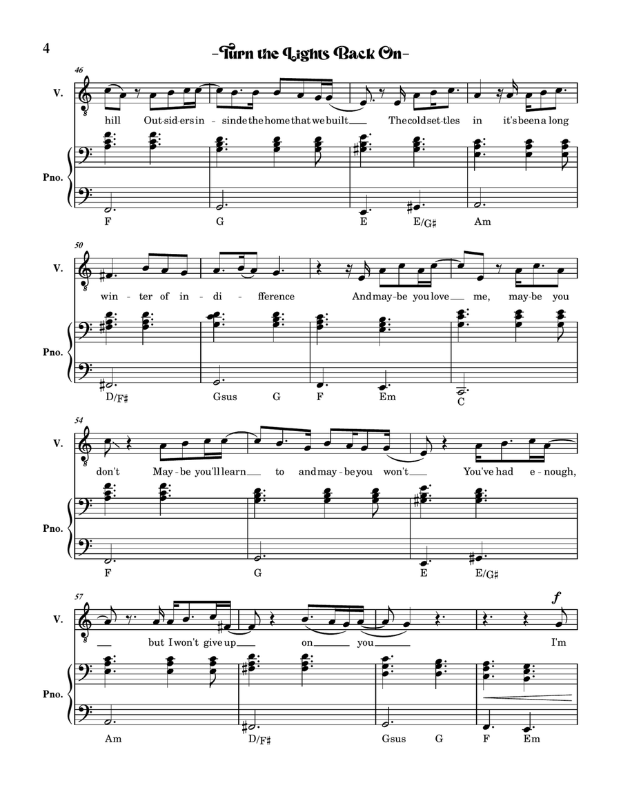Turn The Lights Back On Turn The Lights Back On Piano, Vocal scores gallery preview page 4