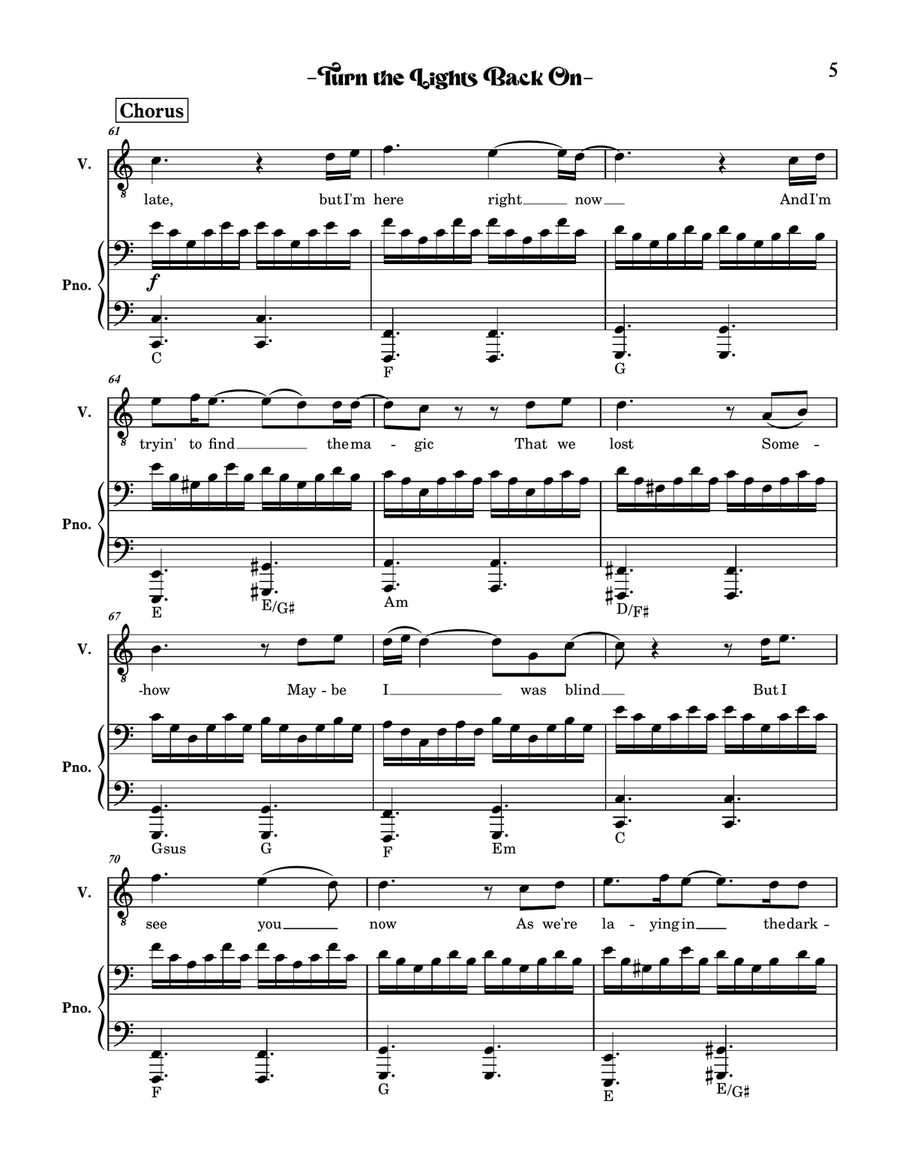 Turn The Lights Back On Turn The Lights Back On Piano, Vocal scores gallery preview page 5