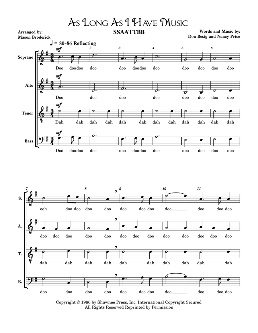 As Long As I Have Music As Long As I Have Music 4-Part scores gallery preview page 1