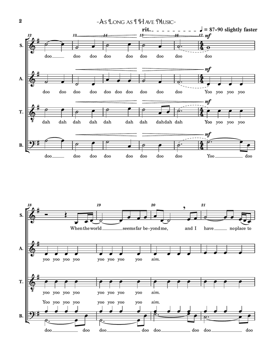 As Long As I Have Music As Long As I Have Music 4-Part scores gallery preview page 2