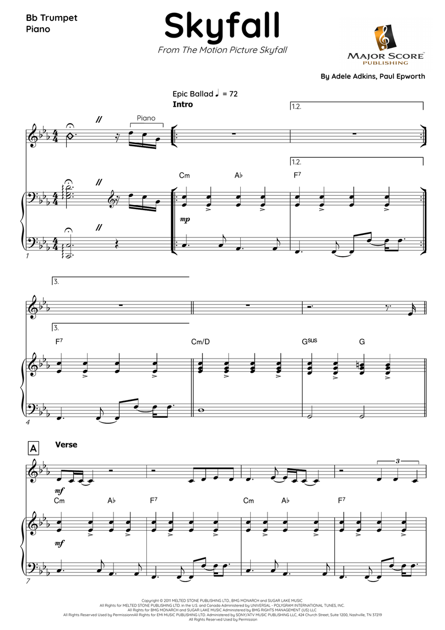 Skyfall B-Flat Trumpet scores gallery preview page 2
