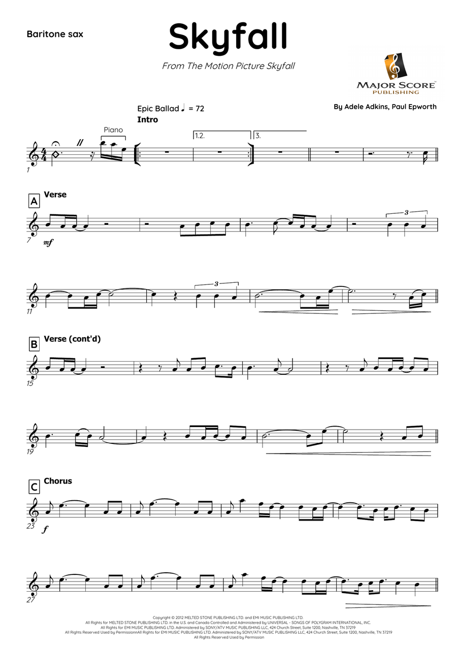 Skyfall Baritone Saxophone scores gallery preview page 2