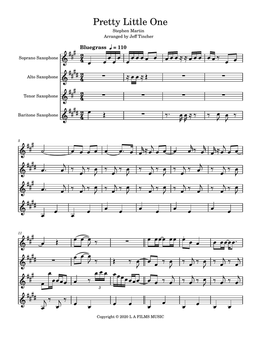 Pretty Little One Saxophone Quartet scores gallery preview page 2