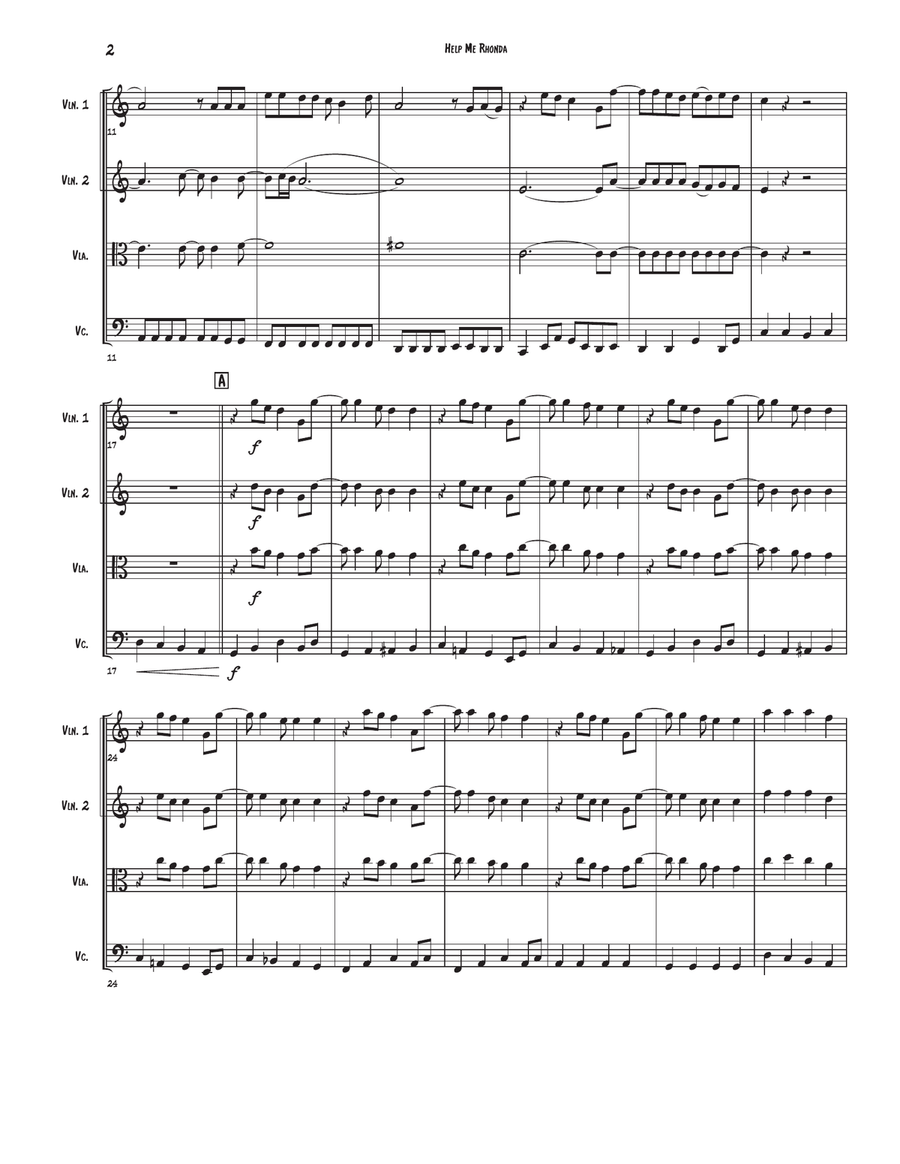 Help Me Rhonda Help Me Rhonda String Quartet scores gallery preview page 2