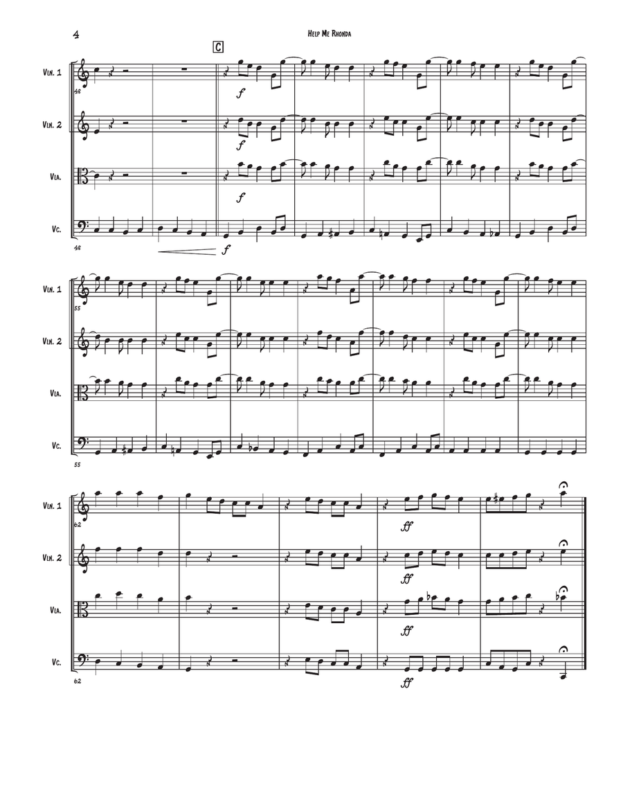 Help Me Rhonda Help Me Rhonda String Quartet scores gallery preview page 4