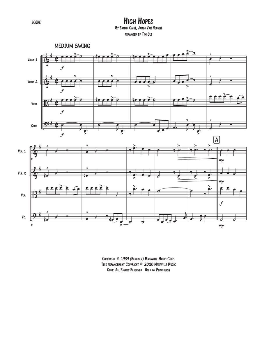 High Hopes High Hopes String Quartet scores gallery preview page 1