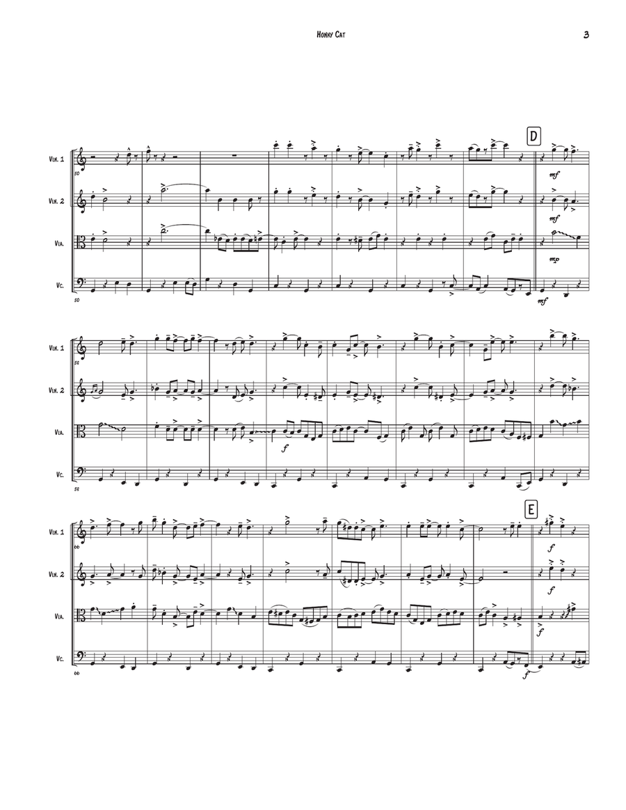 Honky Cat Honky Cat String Quartet scores gallery preview page 3