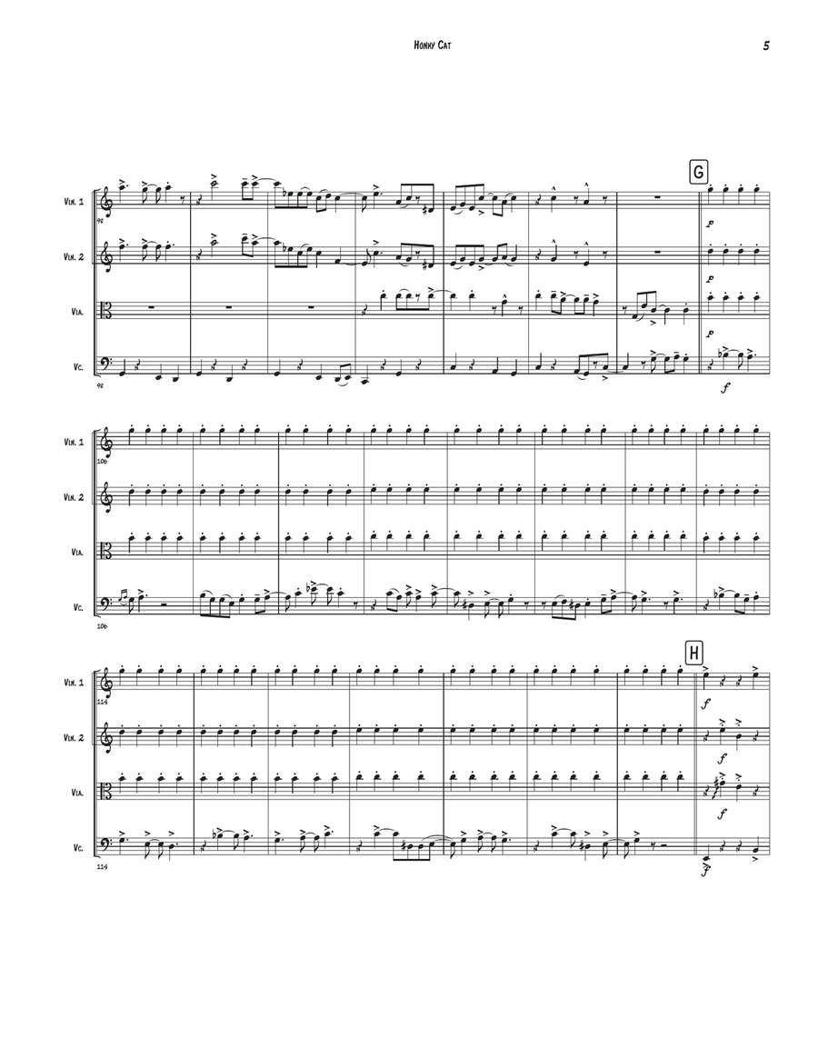 Honky Cat Honky Cat String Quartet scores gallery preview page 5
