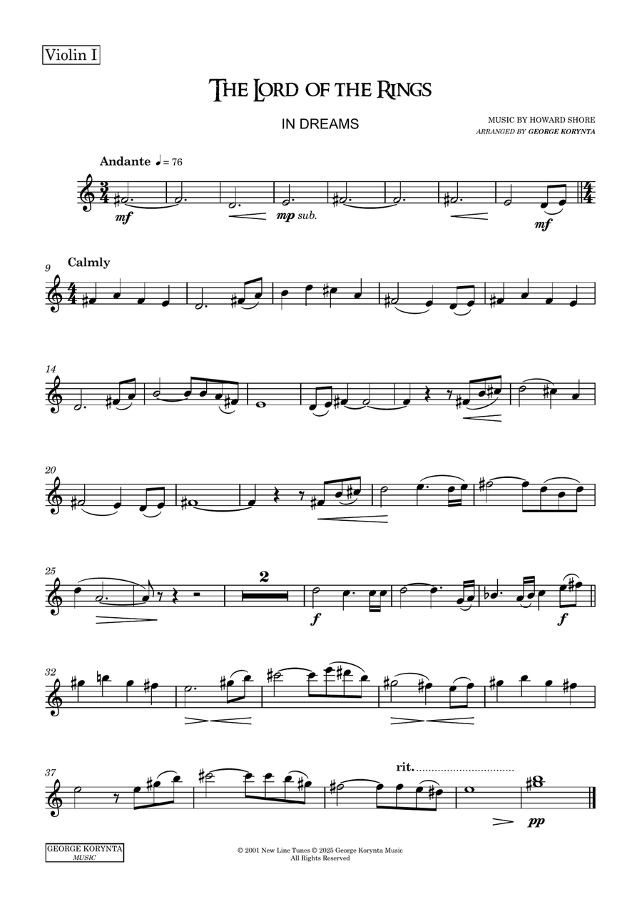 In Dreams (from The Lord Of The Rings: The Fellowship Of The Ring) String Orchestra scores gallery preview page 3