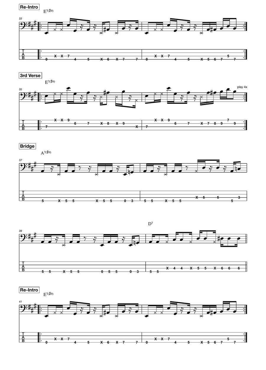Subway To Venus Bass Guitar Tablature scores gallery preview page 4