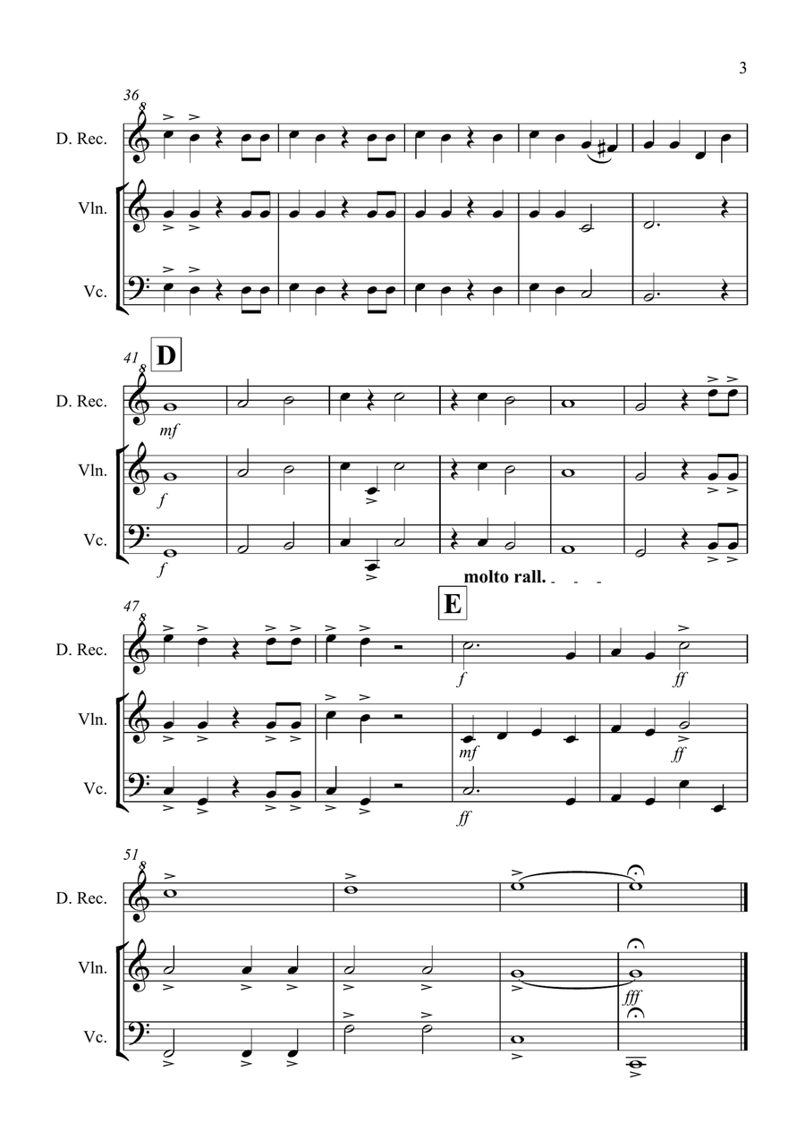 Hallelujah Chorus for Descant Recorder, Violin and Cello Trio Small Ensemble scores gallery preview page 3