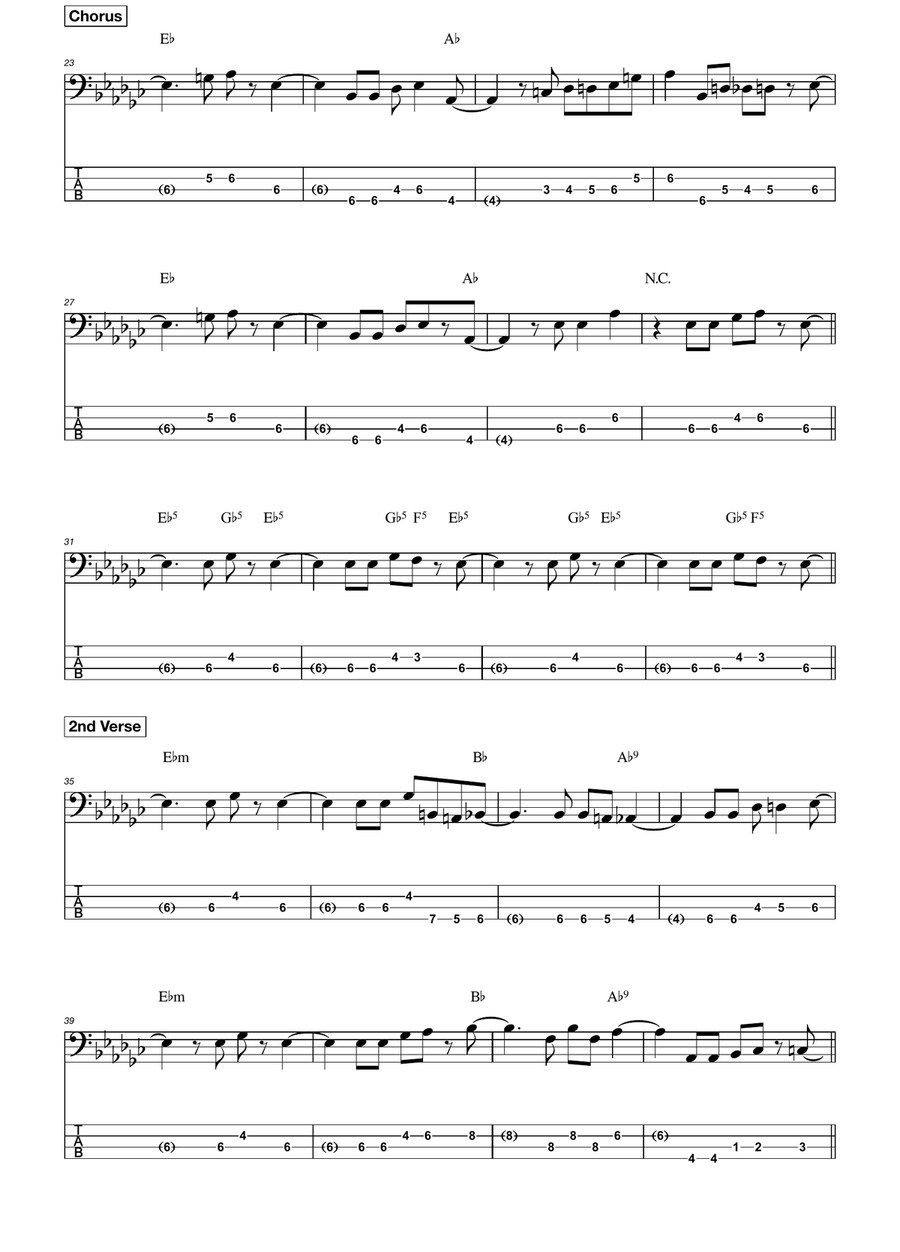 I Heard It Through The Grapevine Bass Guitar Tablature scores gallery preview page 2