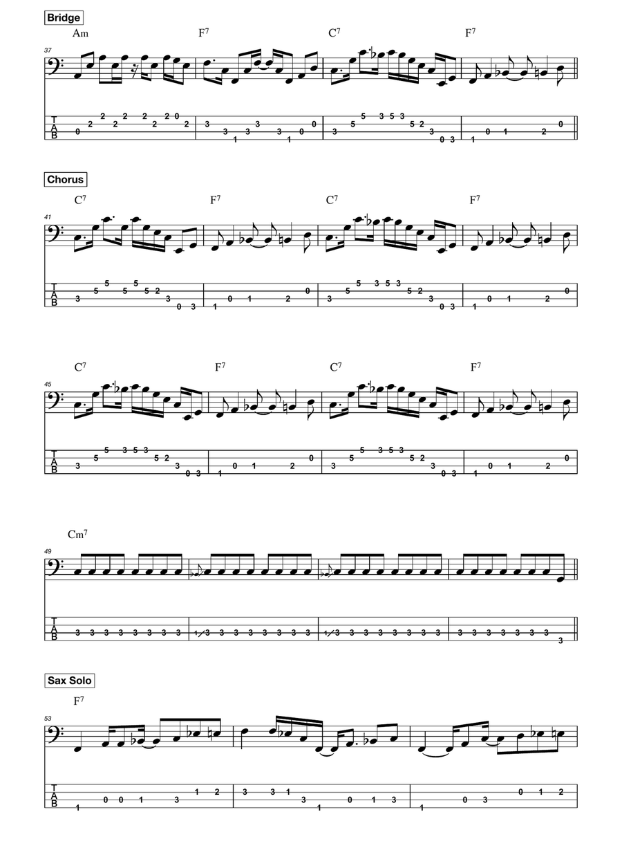 I Heard It Through The Grapevine Bass Guitar Tablature scores gallery preview page 3