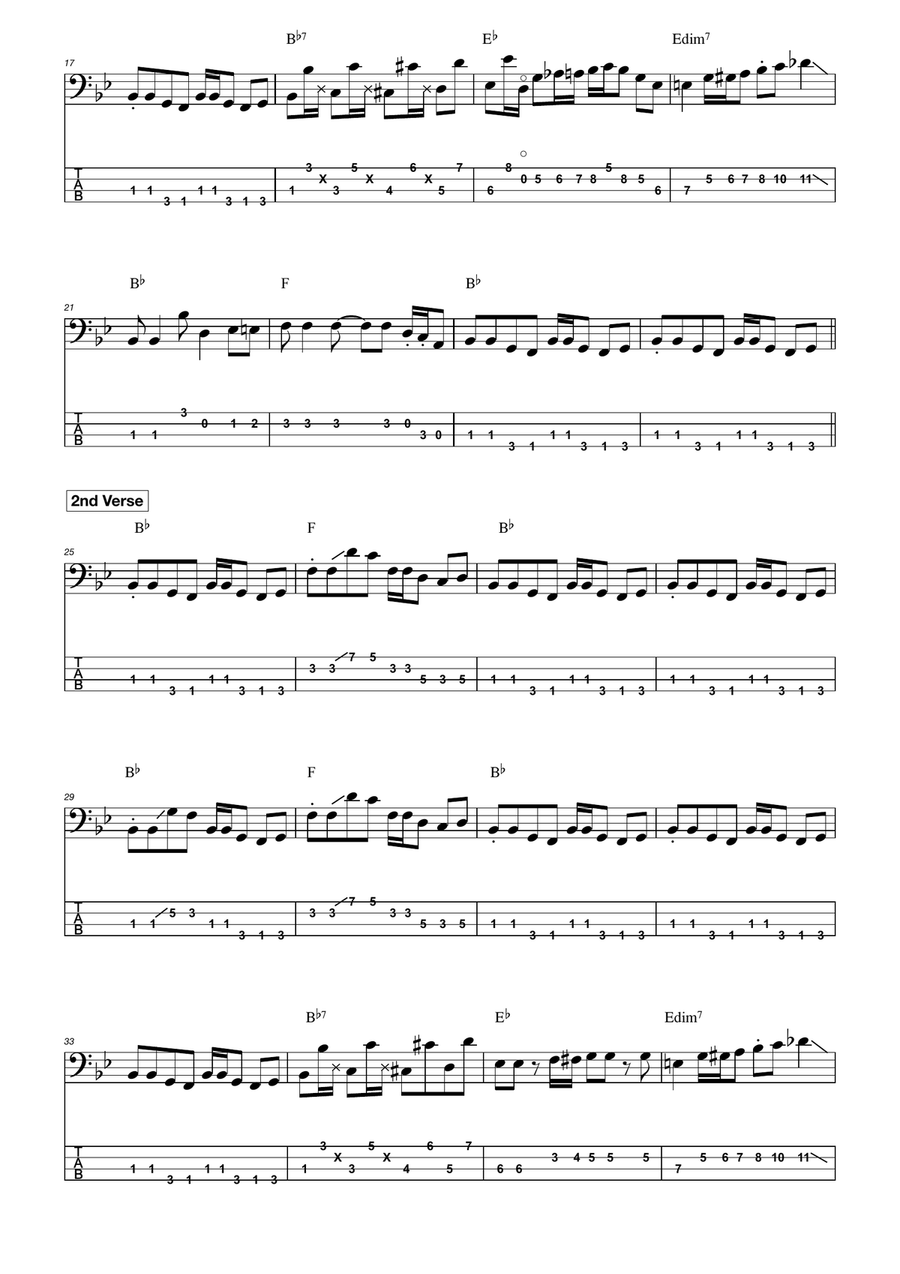 She Caught The Katy And Left Me A Mule To Ride Bass Guitar Tablature scores gallery preview page 2