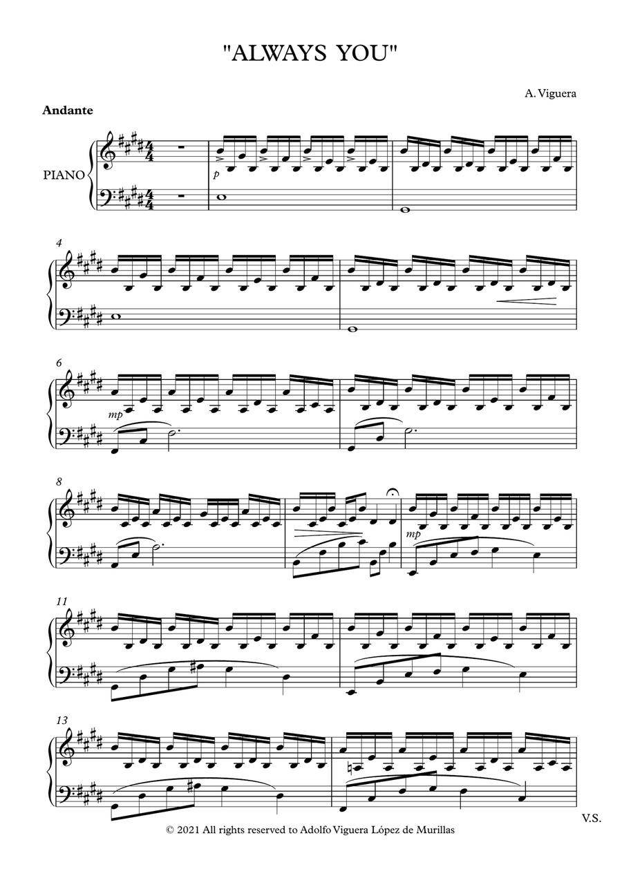 Always You Always You Piano Solo scores gallery preview page 1