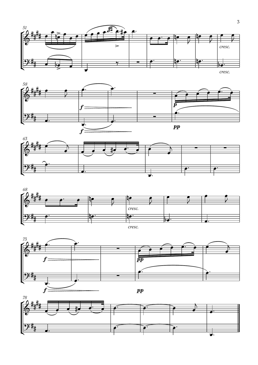 Franz Schubert - Du bist die Ruh (D Major) for Clarinet and Bassoon Woodwind Duet scores gallery preview page 3