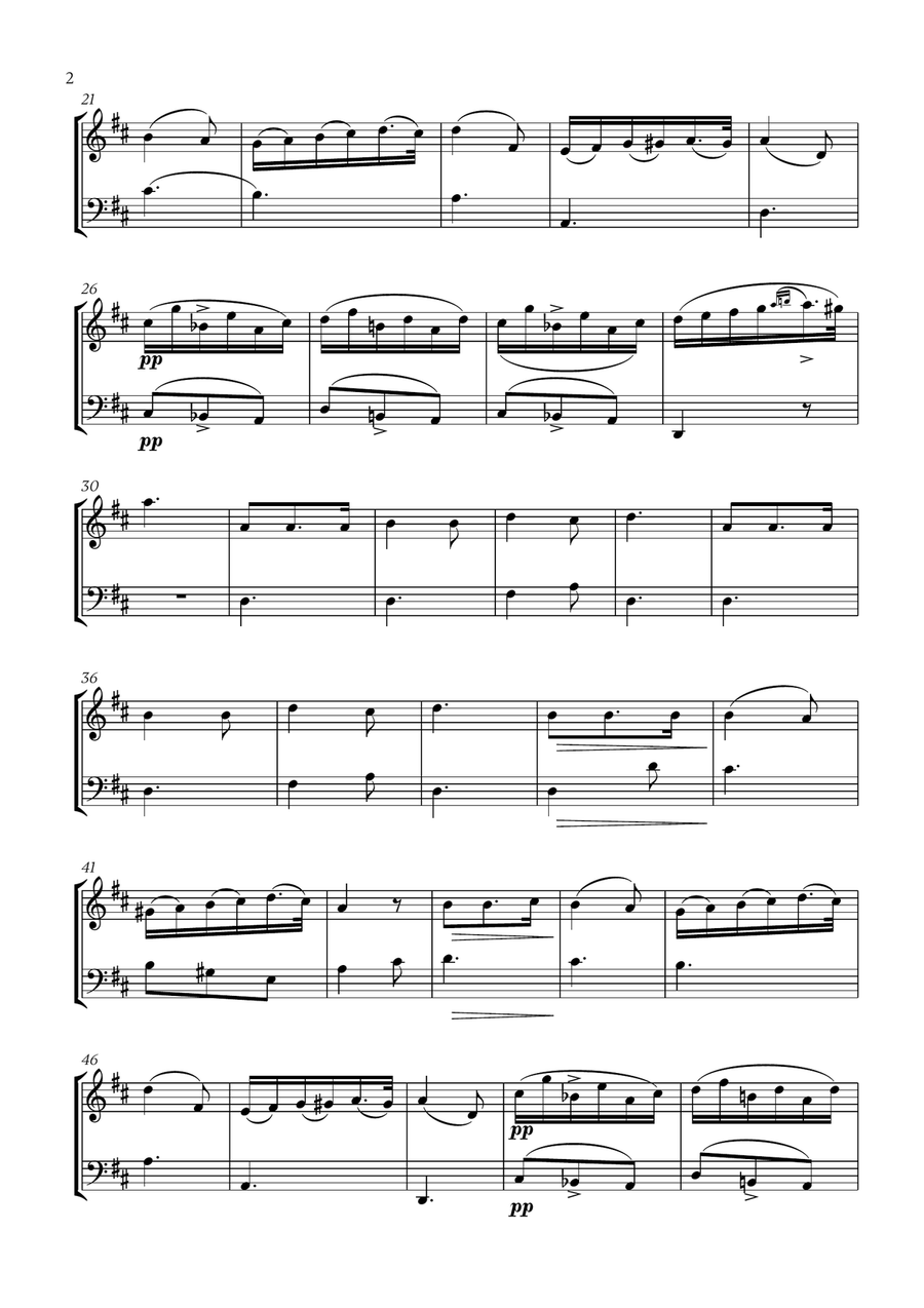 Franz Schubert - Du bist die Ruh (D Major) for Oboe and Bassoon Woodwind Duet scores gallery preview page 2