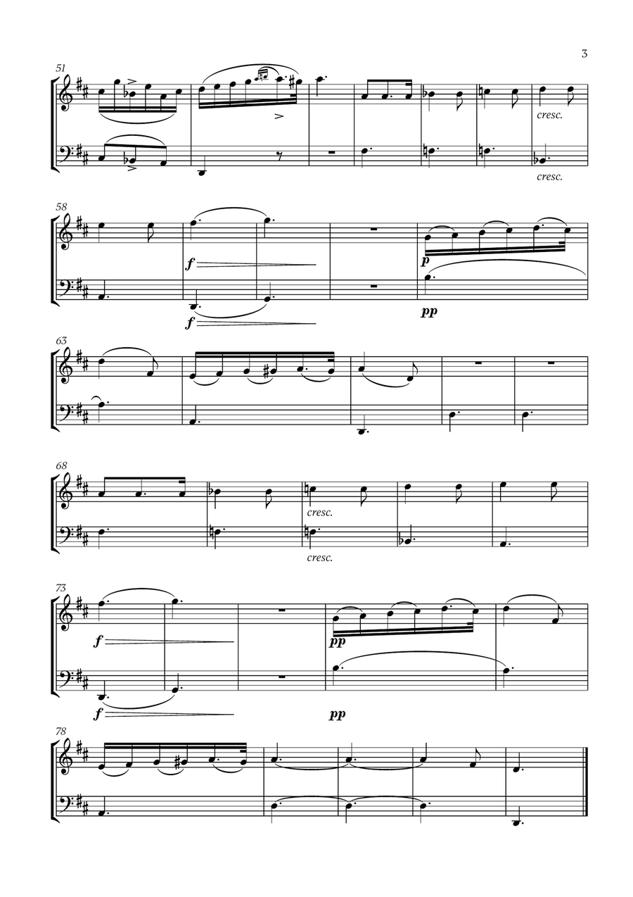 Franz Schubert - Du bist die Ruh (D Major) for Oboe and Bassoon Woodwind Duet scores gallery preview page 3