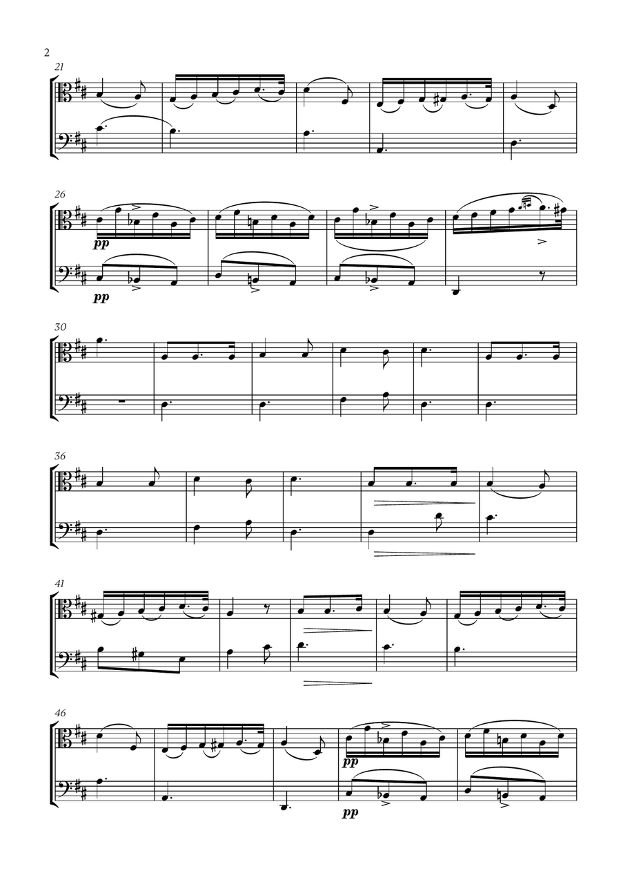 Franz Schubert - Du bist die Ruh (D Major) for Viola and Bassoon Bassoon scores gallery preview page 2