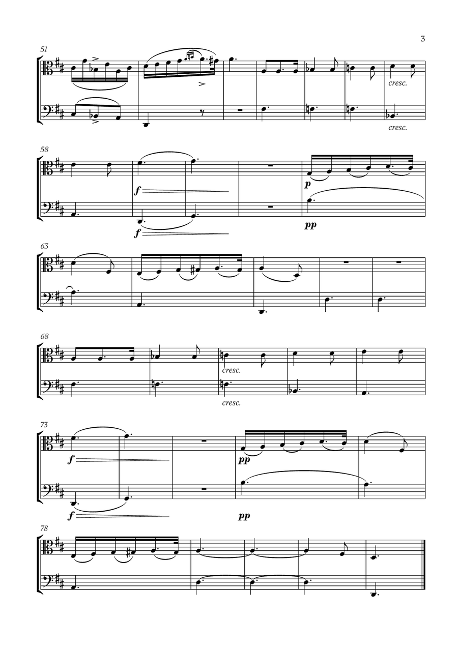 Franz Schubert - Du bist die Ruh (D Major) for Viola and Bassoon Bassoon scores gallery preview page 3