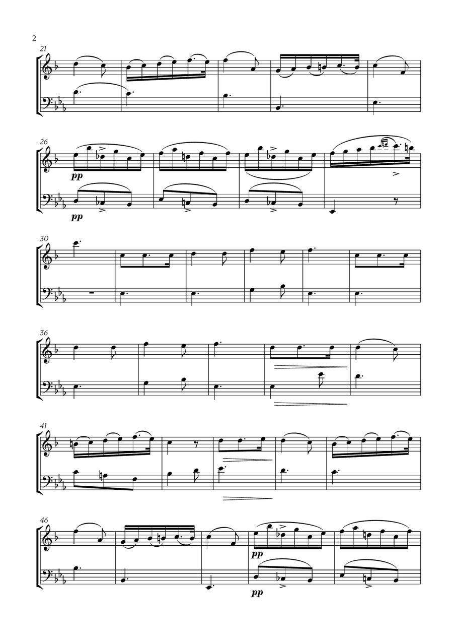 Franz Schubert - Du bist die Ruh for Clarinet and Bassoon Woodwind Duet scores gallery preview page 2