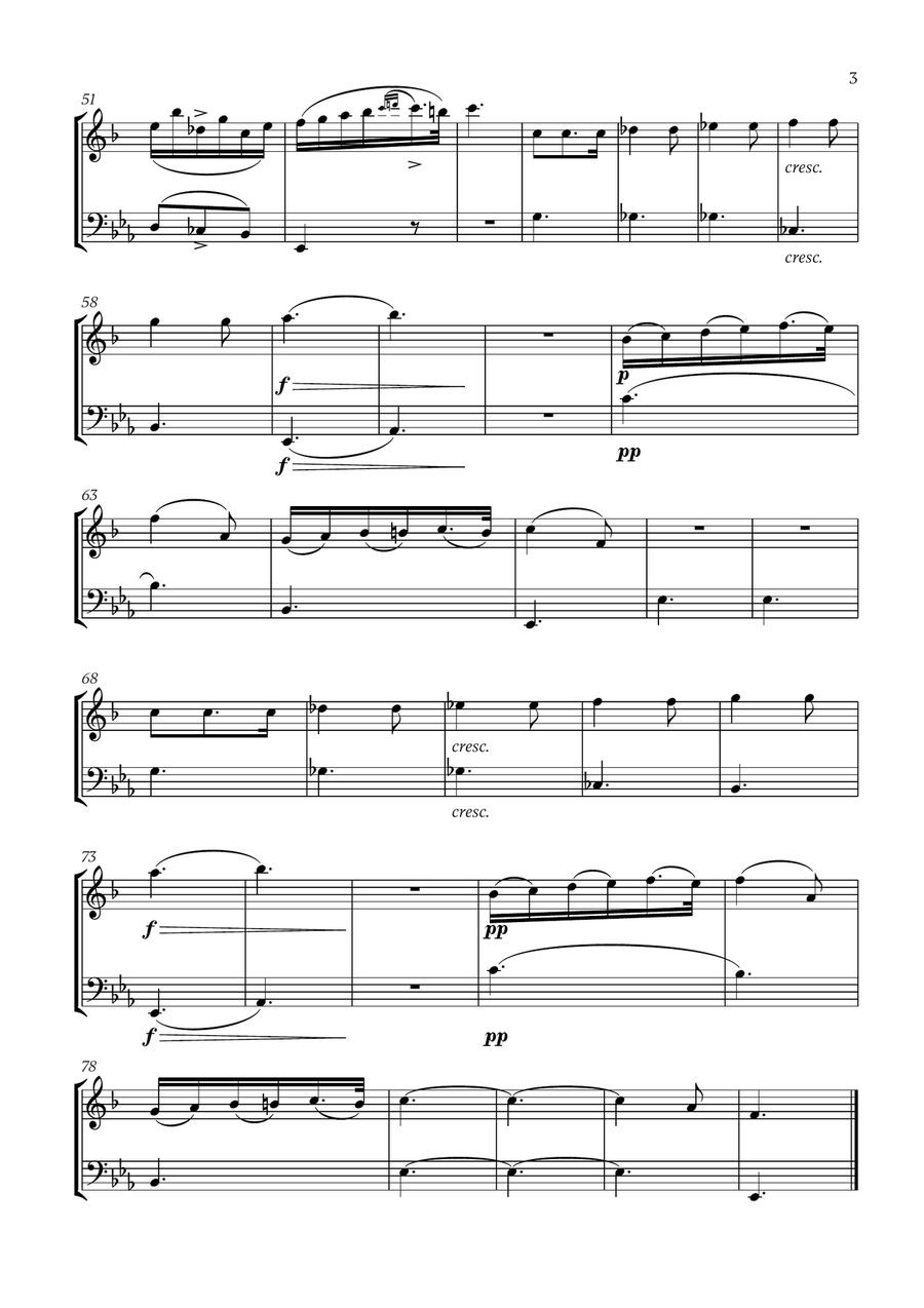 Franz Schubert - Du bist die Ruh for Clarinet and Bassoon Woodwind Duet scores gallery preview page 3