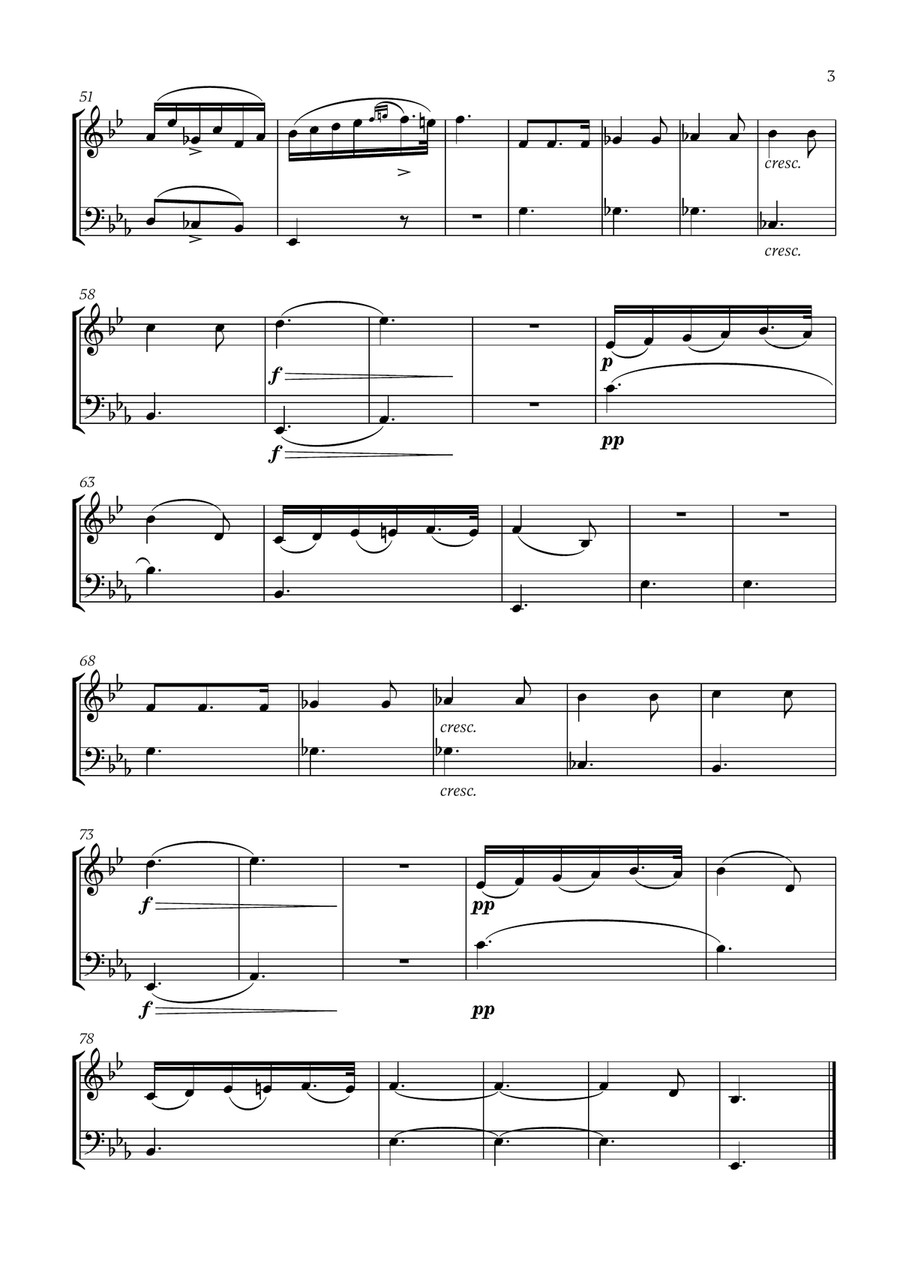 Franz Schubert - Du bist die Ruh for French Horn and Trombone Brass Duet scores gallery preview page 3