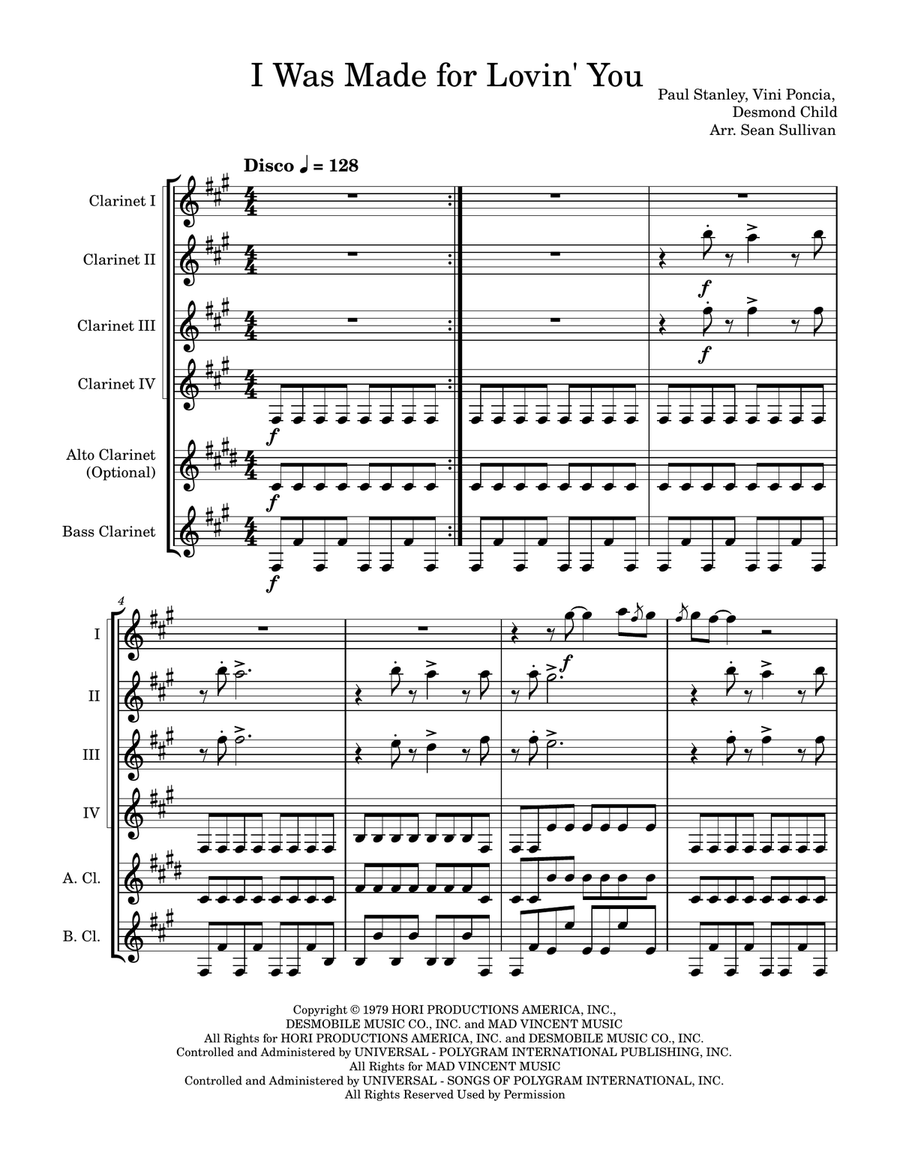 I Was Made For Lovin' You Clarinet Quintet scores gallery preview page 2